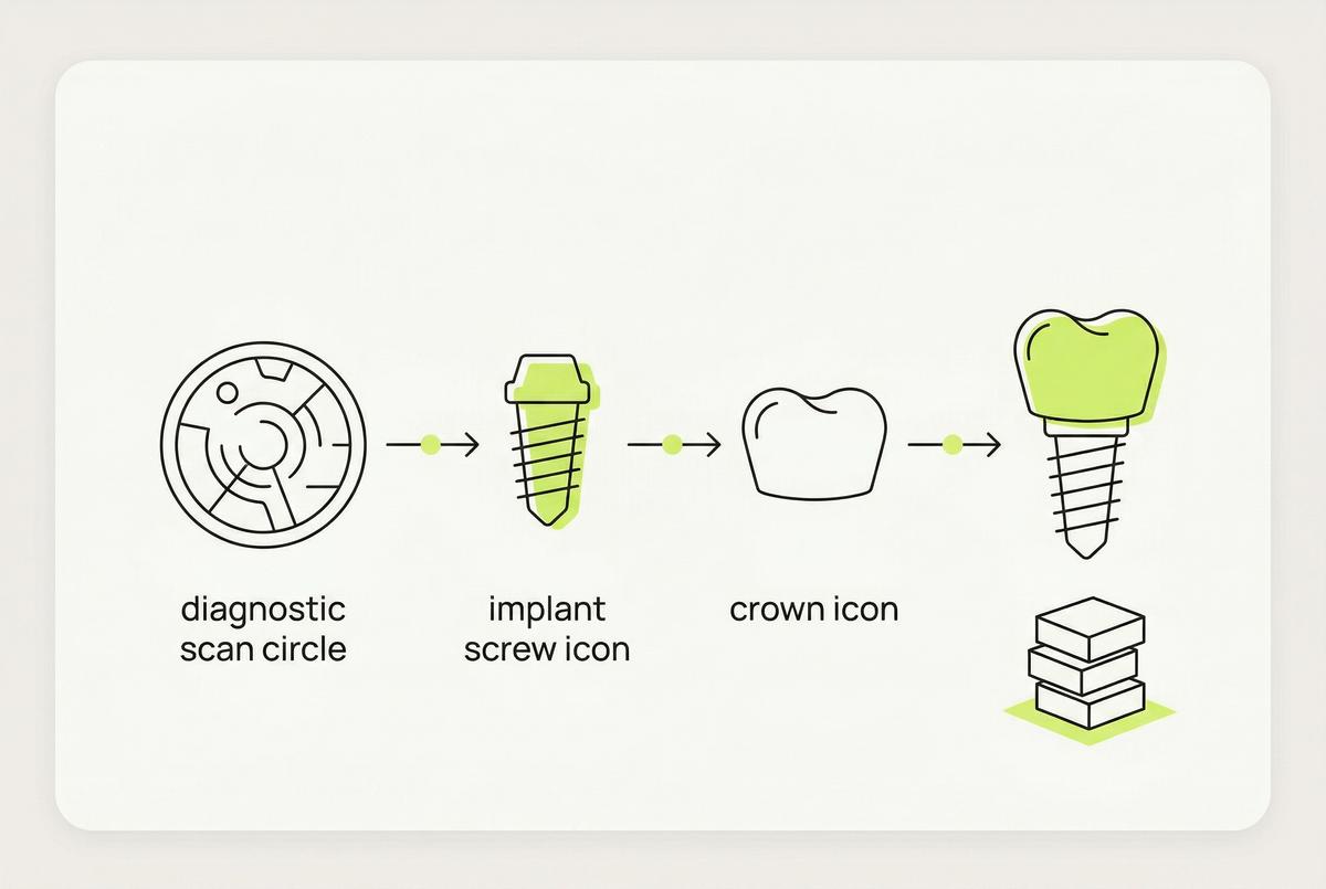 имплантация одного зуба цена москва — схема этапов