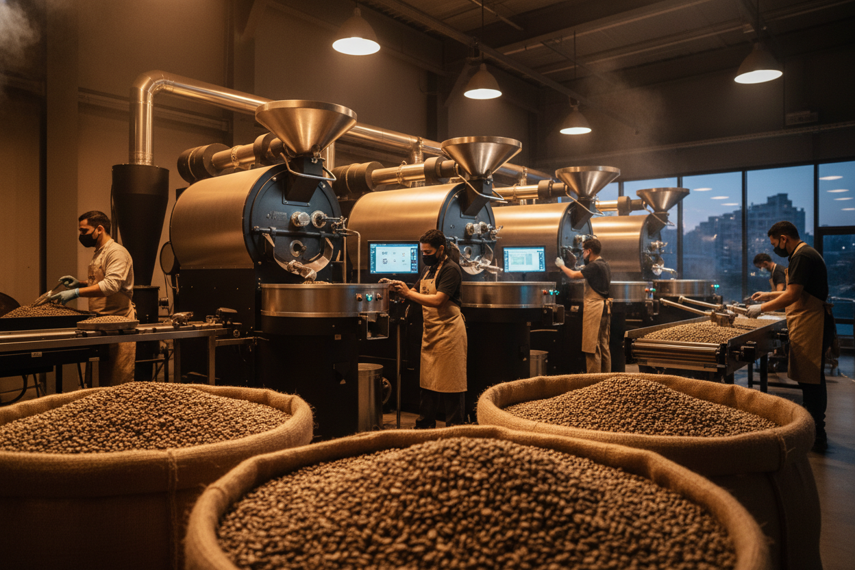 Производство кофе: обжарка и упаковка на заводе в России